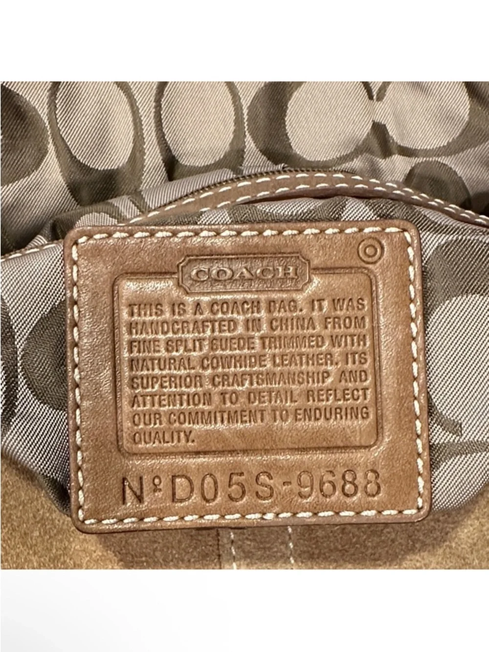 Coach SoHO Y2K Tan Suede Hobo Shoulder Bag with Buckle Detail